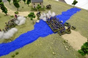 The Union regiment on my left flank forms column and splashes into the ford on the very last turn. They take the objective. I have no doubt they would have kept it, had the game continued beyond turn 10.