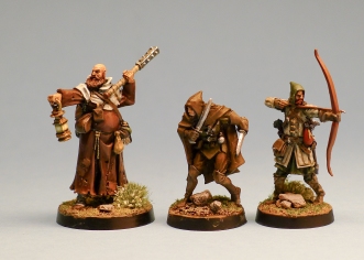 Various humans from Red Box minis. I think these three have all been seen on the blog before. The fellow on the left is Ivan Brown-cup, my 5th level Cleric of Chauntea. Man, that's nerdy!